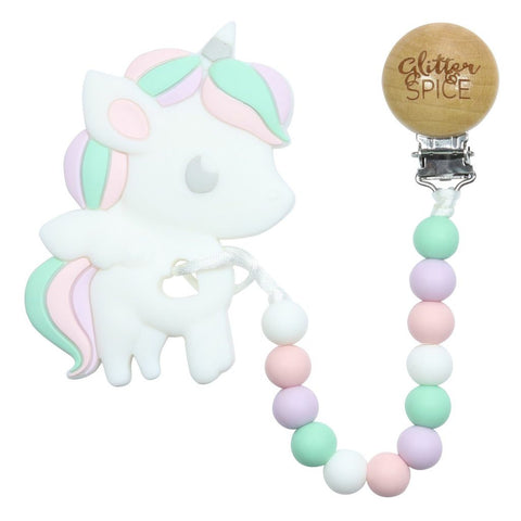 Glitter & Spice Silicone Teether with Pacifier Clip