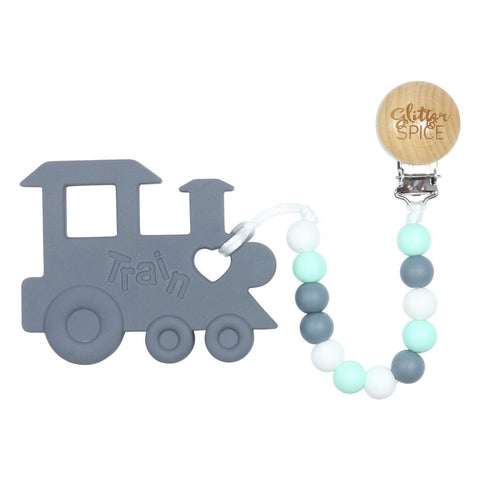 Glitter & Spice Silicone Teether with Pacifier Clip